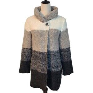Betty Betty Firenze Italian Wool Blend Color Block Cardigan Sweater Women S